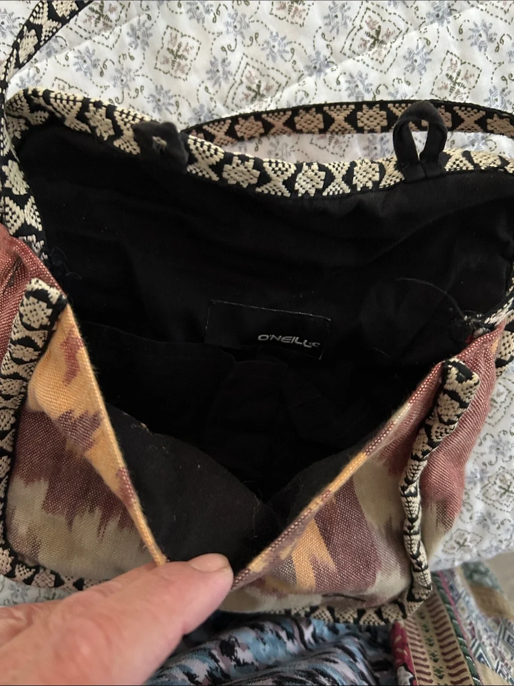 Boho ONeill Ikat Crossbody Bag in Rust & Tan